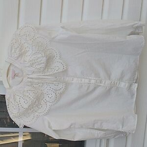 Rebecca Taylor White Lace Collar Blouse